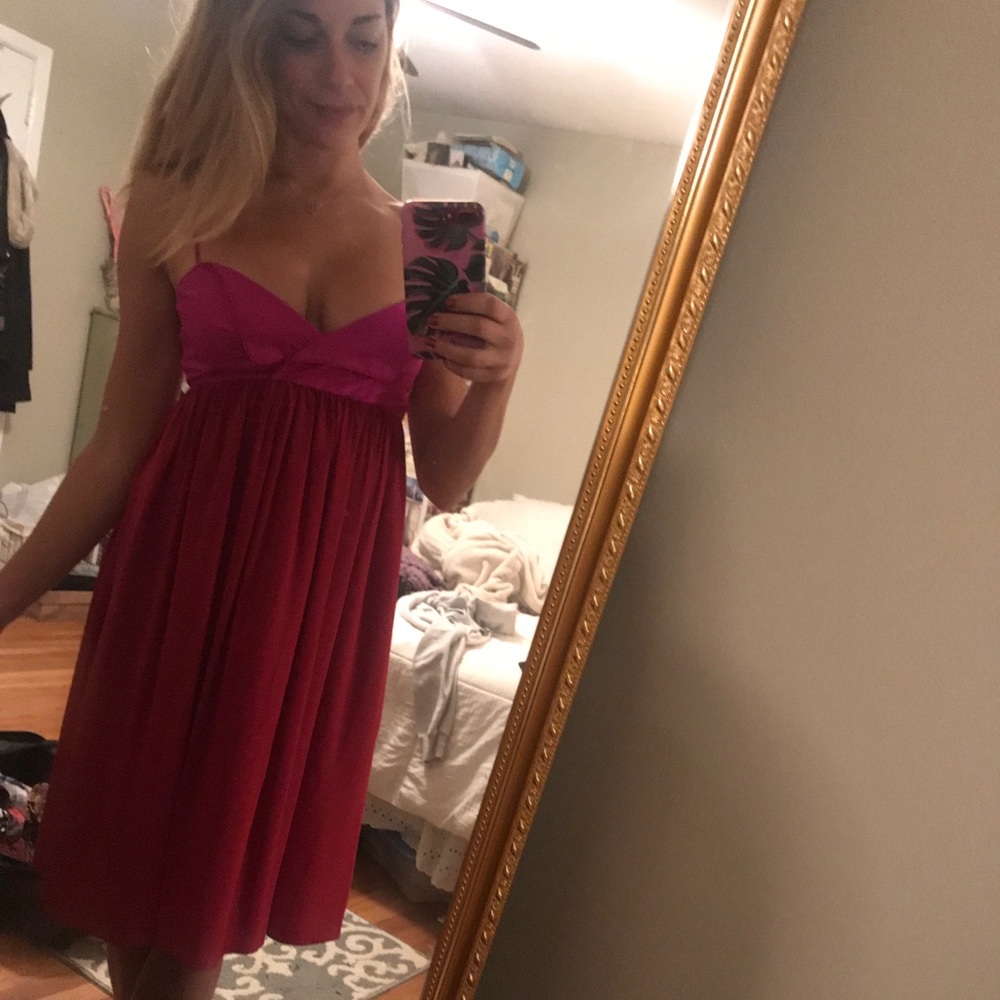 Rory Beca 100% Silk fuscia Red cocktail Dress
